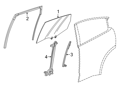 2019 Honda HR-V Rear Door Runchannel, Left Rear Door Diagram for 72775-T7A-003