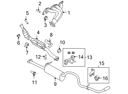 2004 Ford Ranger Exhaust Components Muffler & Pipe Diagram for 3L5Z-5230-BA