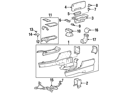 2002 Lincoln Continental Full Console Cup Holder Diagram for F5OY-5413562-A