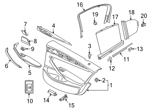 2019 BMW 540i xDrive Front Door Cover, Window Frame, Rear Left Diagram for 51357384927