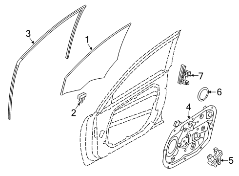 2019 Kia Cadenza Front Door Glass Assembly-Front Doo Diagram for 82410F6020