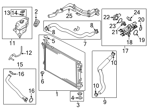 2017 Hyundai Santa Fe Sport Radiator & Components Hose-Radiator Lower Diagram for 25412-2W700