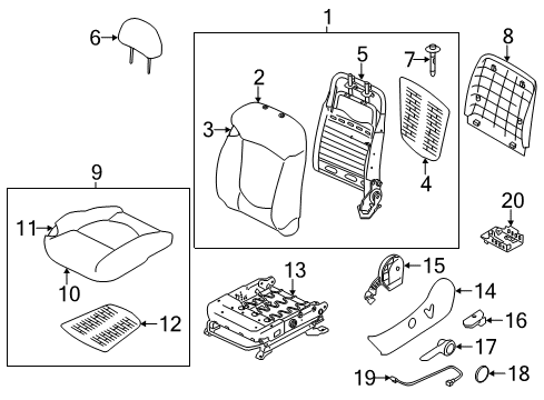 2010 Kia Forte Koup Front Seat Components Cushion Assembly-Front Seat Diagram for 881001M520AFU