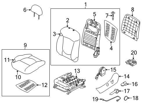 2010 Kia Forte Koup Front Seat Components Back GARNISH Assembly-Front Diagram for 883011M800WK