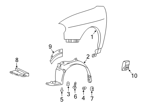 2005 Hyundai XG350 Fender & Components Grommet-Screw Diagram for 8659334000