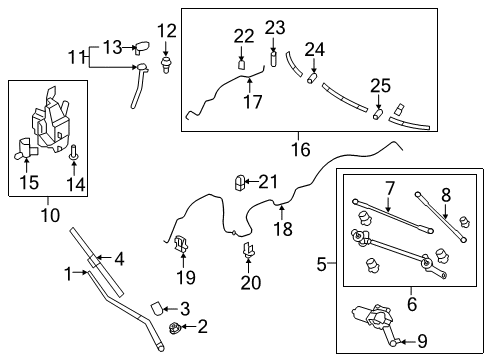 2017 Infiniti QX50 Wiper & Washer Components Rear Window Wiper Arm Assembly Diagram for 28781-1CA2A
