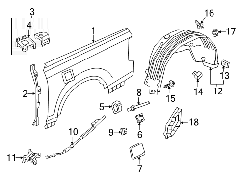 2021 Honda Ridgeline Fuel Door Fairing Assy., R. RR. Fender Diagram for 74415-T6Z-A01