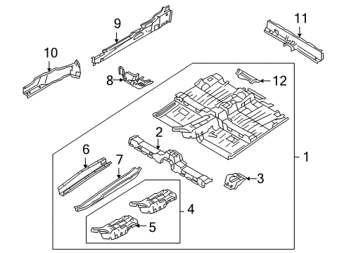 2013 Ford Transit Connect Pillars, Rocker & Floor - Floor & Rails Front Floor Pan Diagram for 9T1Z-6111135-D