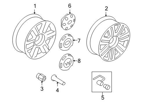2008 Ford F-150 Wheels Wheel, Alloy Diagram for 6L3Z-1007-M