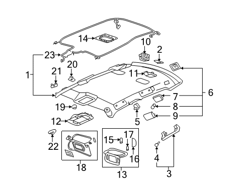 2008 Cadillac DTS Interior Trim - Roof Lamp Asm-Roof Rail Rear Courtesy & Reading *Ebony Diagram for 15785957