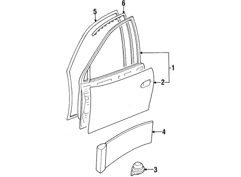 2000 Cadillac Catera Front Door Sealing Strip, Front Side Door Weatherstrip Diagram for 24463068