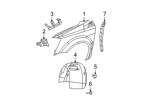 2012 Ram C/V Fender & Components Bracket-Fender Mounting MIDPOINT Diagram for 4894894AA