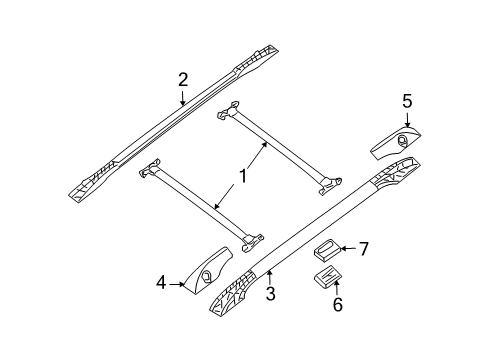 2009 Infiniti QX56 Exterior Trim - Roof Leg - Roof Rack, Center RH Diagram for 73156-ZQ01A