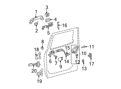 2012 Toyota Tundra Rear Door Handle, Inside Diagram for 69206-0C060