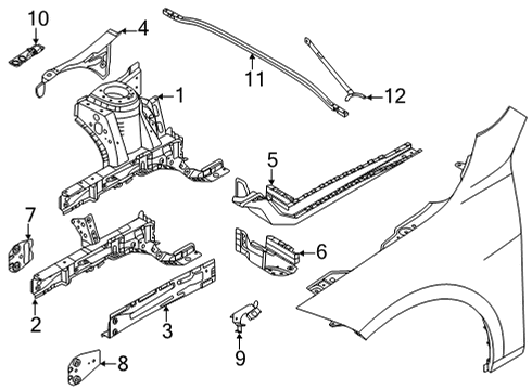 2021 BMW M235i xDrive Gran Coupe Structural Components & Rails BRACKET FOR GAS SPRING, LEFT Diagram for 51238497233