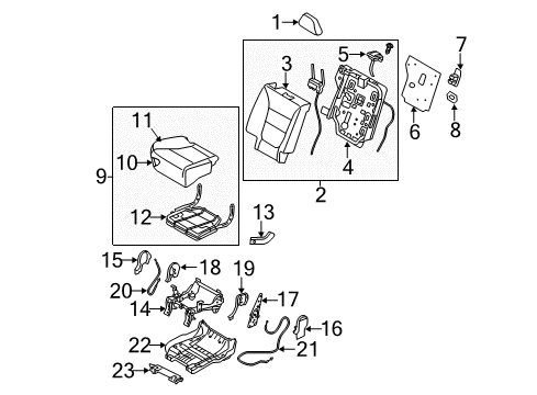 2013 Kia Sorento Second Row Seats Cover-Hinge Bracket RH Diagram for 894441U140H9