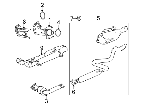 2009 Chevrolet Cobalt Exhaust Components Exhaust Muffler Assembly (W/ Tail Pipe) Diagram for 15283437