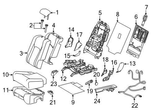 2018 Lexus RX450hL Second Row Seats Pad, Rear NO.1 Seat Cushion Diagram for 71612-48300