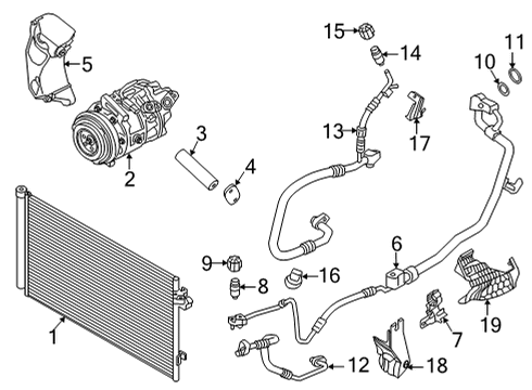 2022 BMW X6 A/C Condenser, Compressor & Lines Condenser Air Conditioning W Diagram for 64539389412