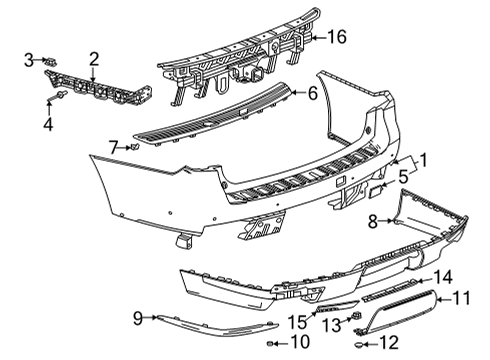 2022 Cadillac Escalade ESV Bumper & Components - Rear Molding Diagram for 84712438