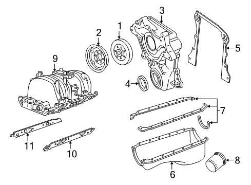 1994 Dodge Ram 1500 Intake Manifold Gasket Pkg-Intake Manifold Pan Diagram for 53006601AB