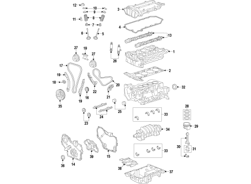 2012 Chevrolet Captiva Sport Engine Parts, Mounts, Cylinder Head & Valves, Camshaft & Timing, Variable Valve Timing, Oil Pan, Balance Shafts, Crankshaft & Bearings, Pistons, Rings & Bearings Valve Cover Diagram for 12610279