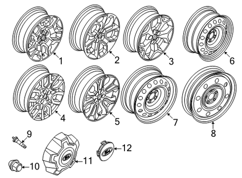 2022 Ford Maverick Wheels & Trim Center Cap Diagram for 6M2Z-1003-C
