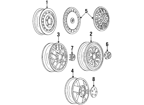 1989 Buick LeSabre Wheels, Covers & Trim Wheel Rim Kit-15X6 Diagram for 12507136