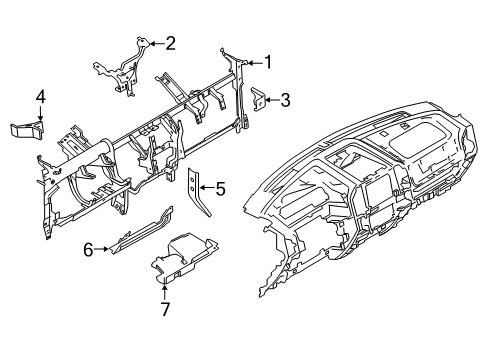 2022 Ford F-350 Super Duty Instrument Panel Components Lower Cover Diagram for HC3Z-25017A26-A