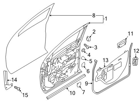 2017 Nissan Titan Front Door Rubber Bumper Diagram for 80872-6FL0B