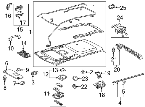 2020 Toyota Sienna Interior Trim - Roof Heater & AC Control Diagram for 55900-08190-B0