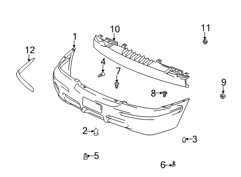 2002 Hyundai XG350 Front Bumper Rail Assembly-Front Bumper Diagram for 86530-39000