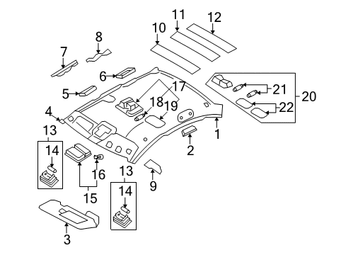 2010 Hyundai Azera Interior Trim - Roof Overhead Console Lamp Assembly Diagram for 92830-3L200-J9