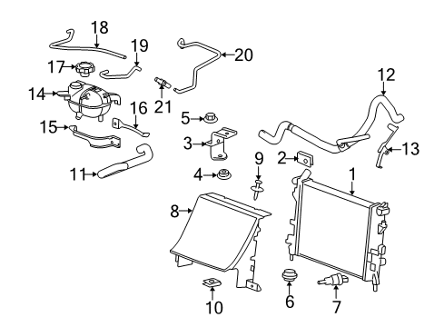 2006 Pontiac Solstice Radiator & Components Radiator Surge Tank Air Bleed Hose (Engine To Tee Fitting) Diagram for 19129966