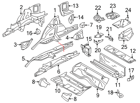 2015 BMW M4 Rear Floor & Rails Star Screw With Internal Thread Diagram for 07147153767