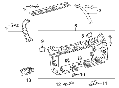 2021 Lexus RX350L Interior Trim - Lift Gate Trim, Back Window Panel Diagram for 64783-48100-C0