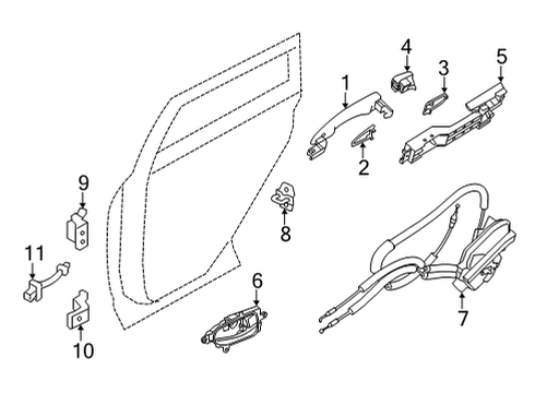 2021 Nissan Sentra Rear Door Link-Check, Rear Door Diagram for 82430-6LE0A