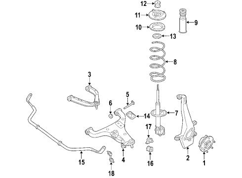 2020 Nissan Frontier Suspension Components, Lower Control Arm, Upper Control Arm, Stabilizer Bar Bracket-Front Shock Absorber Diagram for 56115-EA001