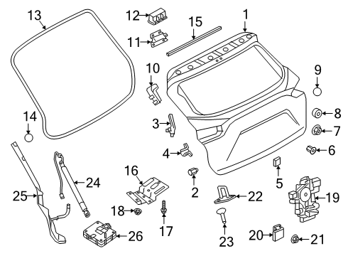 2020 Infiniti QX50 Lift Gate Rubber Bumper Diagram for 65829-JG40A