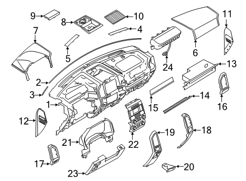 2018 Ford Expedition Instrument Panel Shelf Diagram for JL1Z-7804338-BA
