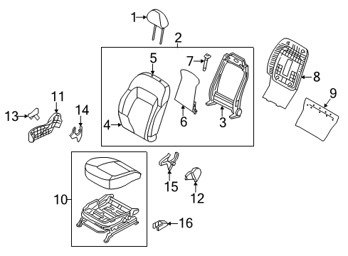 2014 Kia Sportage Front Seat Components Pad Assembly-Front Seat Back Diagram for 884503W102