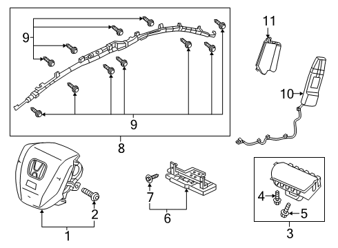 2021 Honda Clarity Air Bag Components Sensor Assy, Side Diagram for 77970-TX6-A01