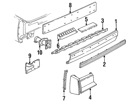 1990 Cadillac DeVille Rear Bumper Reinforcement-R/Bumper Imp Bar Outer-Right Diagram for 25528818