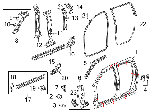 2016 Chevrolet Colorado Uniside Weatherstrip On Body Diagram for 23271822