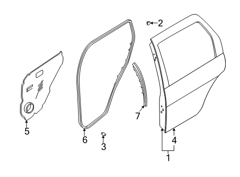 2003 Infiniti QX4 Rear Door Weatherstrip-Rear Door, LH Diagram for 82831-3W400