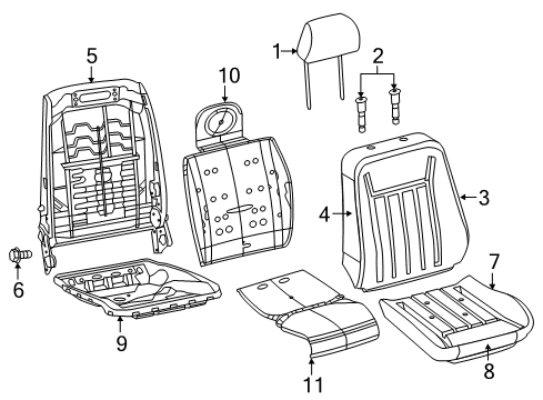 2020 Chrysler 300 Front Seat Components Seat Cushion Foam Diagram for 68138326AA