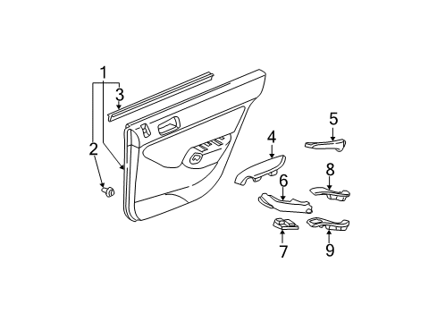 2001 Honda Civic Front Door Panel, R. RR. Door Power Window Switch *NH167L* (GRAPHITE BLACK) Diagram for 83743-S5A-901ZA