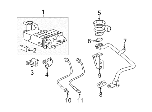 2010 Cadillac SRX Emission Components Vapor Canister Diagram for 15871537