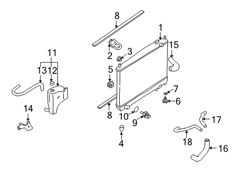 2002 Infiniti Q45 Radiator & Components Bracket-Radiator, LH Diagram for 21543-AR000