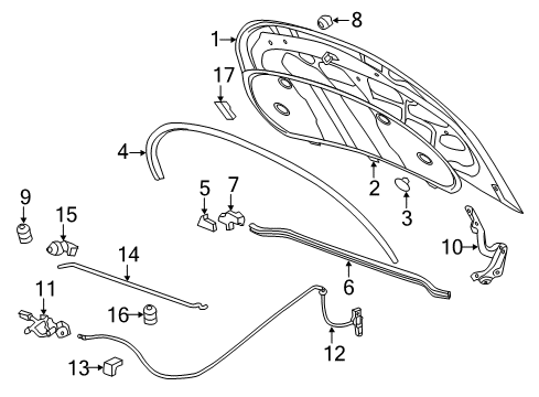 2011 Chevrolet Volt Hood & Components Front Seal Diagram for 25958877